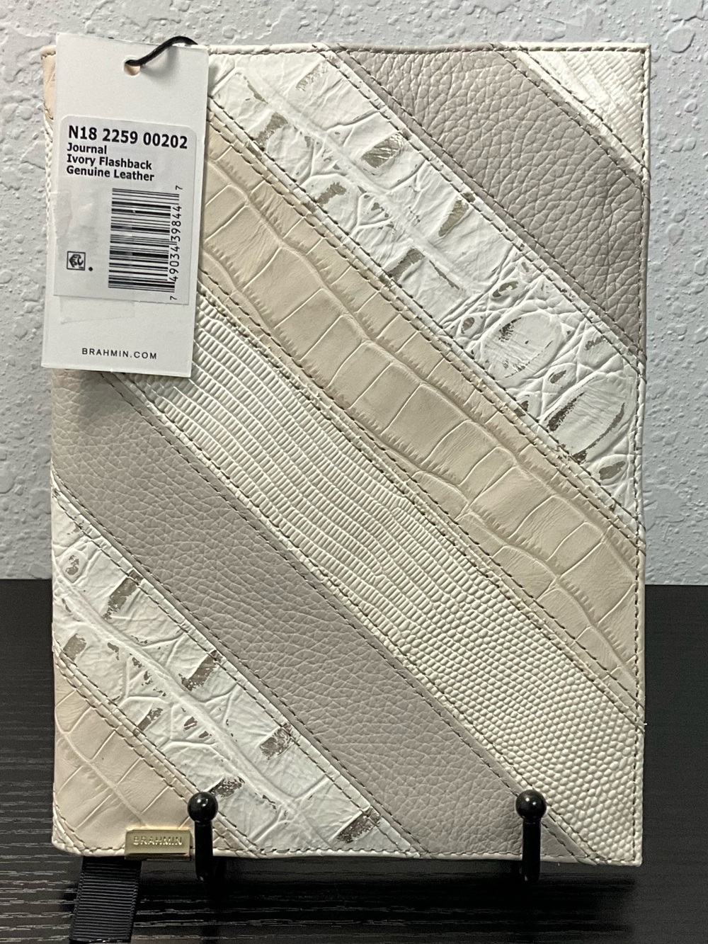 Brahmin Journal IVORY FLASHBACK Mixed Leather Stripe Pattern